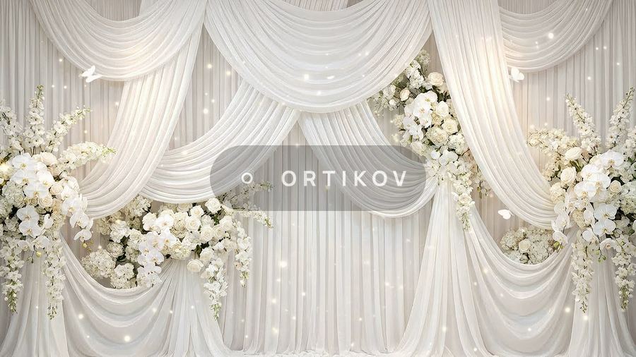 Белые цветы и драпировка