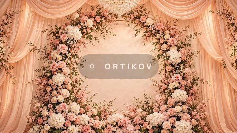 Персиковый венок из роз